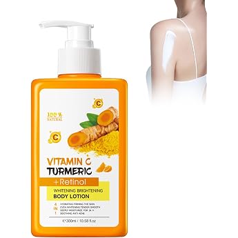 Vitamin C And Turmeric Body Lotion - 300 ml Brightening Body Lotion with Vitamin C for Radiantly Beautiful Skin Brightening Body Moisturiser for Face & Body