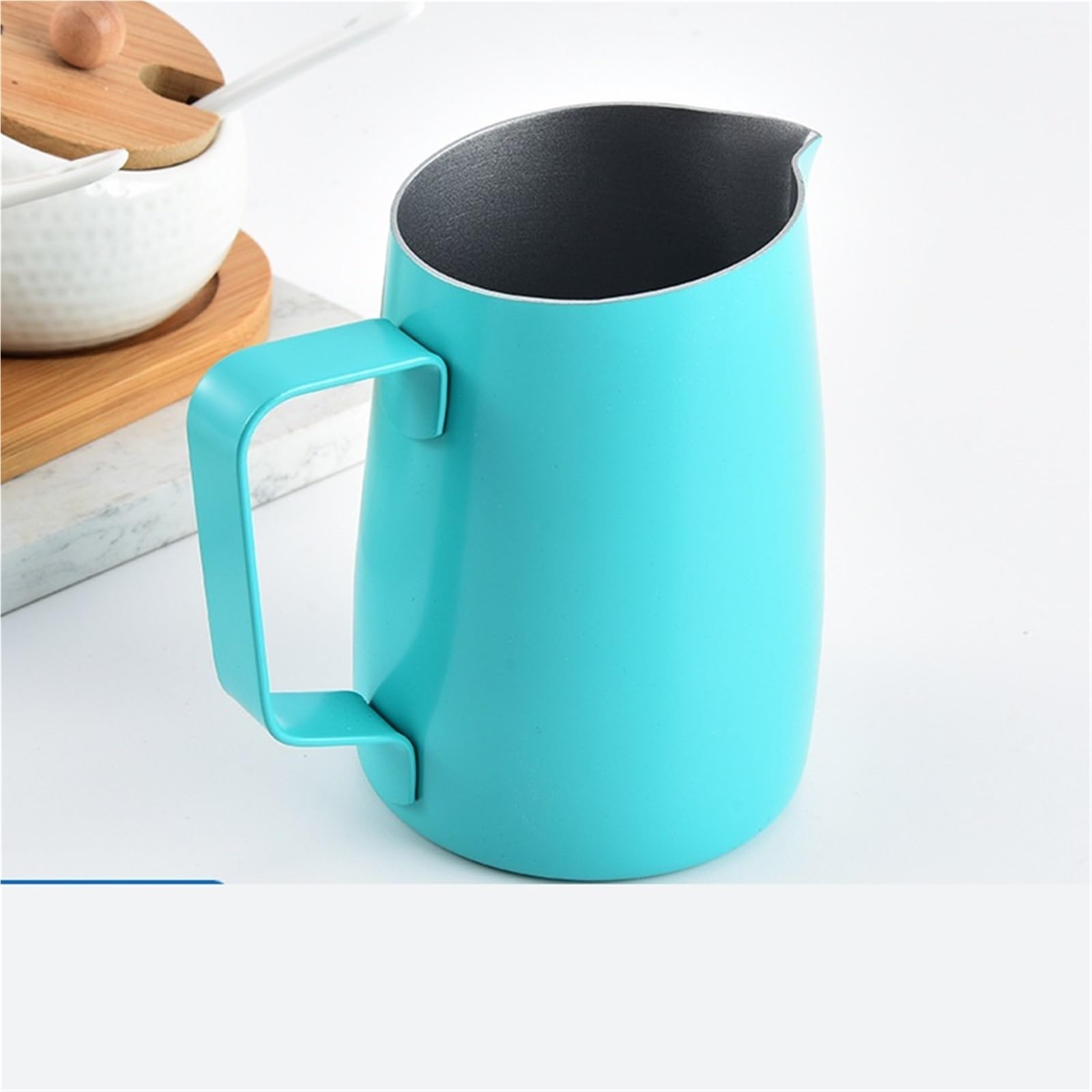 Jarra Para Espumar Leche Tazas de acero inoxidable con pico afilado, taza for espuma de leche, boca inclinada, cilindro de extracción de café, cilindro for espumar leche, utensilios for café(Black-420