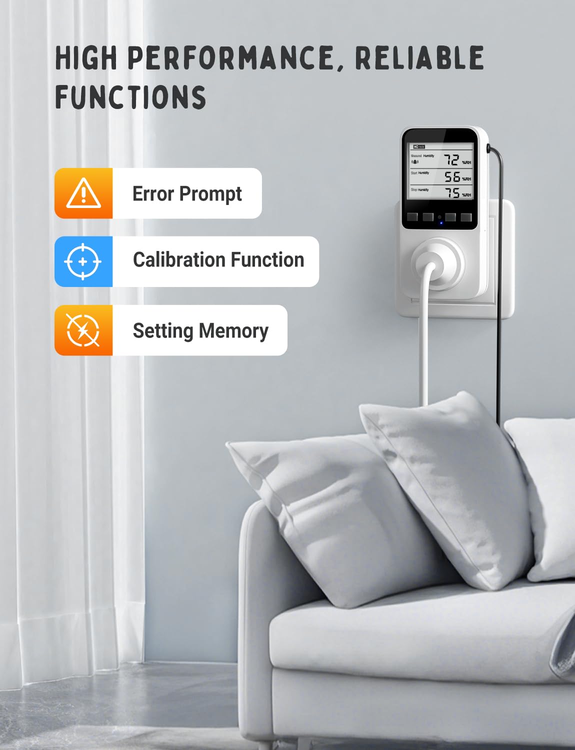INKBIRDPLUS Feuchte- und Temperaturregler Steckdose 230V mit Alarmfunktion
