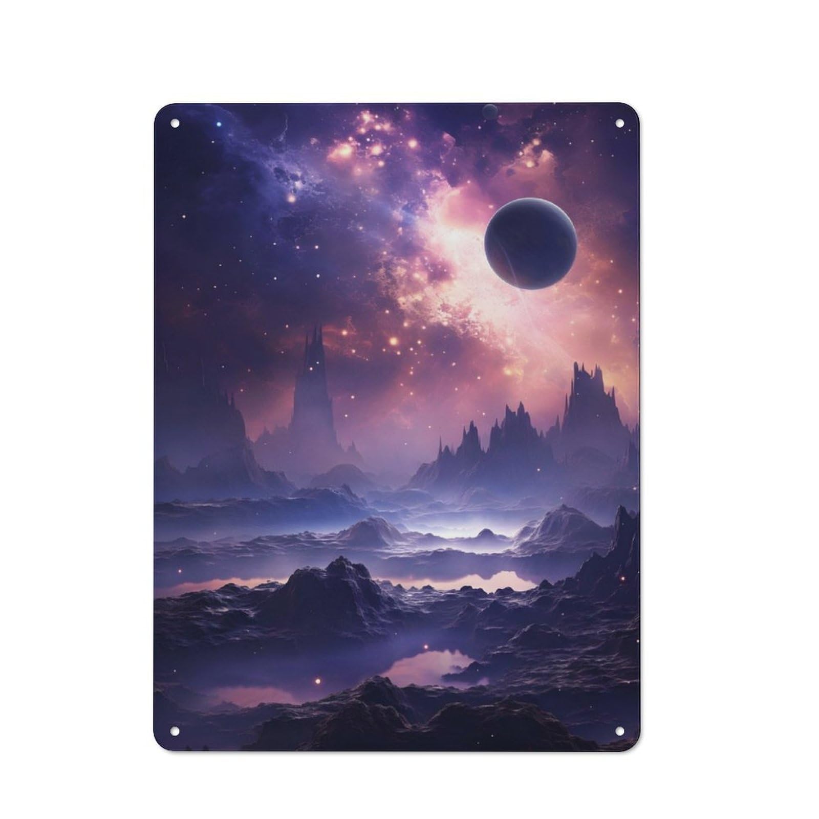 Junmoney Futuristic Planet Retro Tin Wall Plaque 40X30cm For Studio Or Craft Room, Winter Wall Decor For Creative-Space Collectors