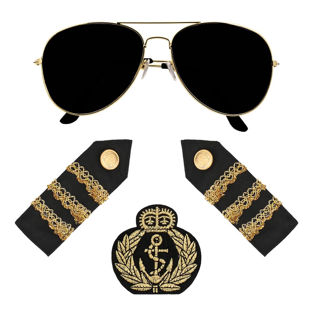 Boland 33203 Costume Set (Party Glasses, Badge and Shoulder Pieces), Multicoloured, Standard Size