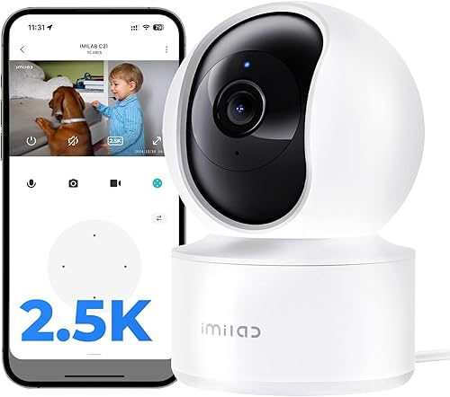 IMILAB Cámara de seguridad C21 de 2.5K para interiores, cámara de habitación para dormitorio vista de 360, cámara para mascotas con aplicación de