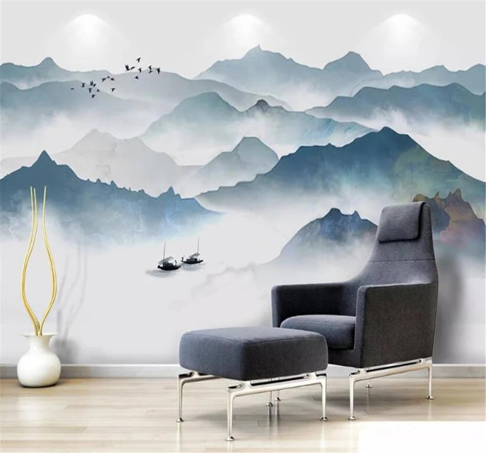 Xlming 430Cm×300Cm(B×H) Abstract Hand Drawn Landscape Art Scenery 3D Wallpaper Luxury Home Dining Decor Paste Sofa Living Room The Wall For Bedroom Mural-430Cm×300Cm
