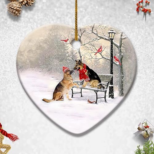 Couple German Shepherd Ceramic Ornament, German Shepherd Ornament, Dog Hanging Ornament, For Dog Lover, Keepsake Gift - Christmas Tree Décor Keychain Car Hanging - Ptu - Dh #TOP1
