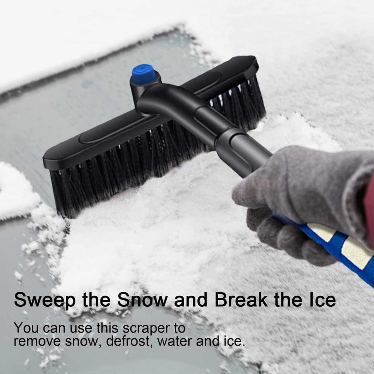 Pelle à Neige 3 en 1 pour Voiture, grattoir à Glace Extensible et Brosse à Neige avec tête de Brosse rotative à 360° pour Camion SUV