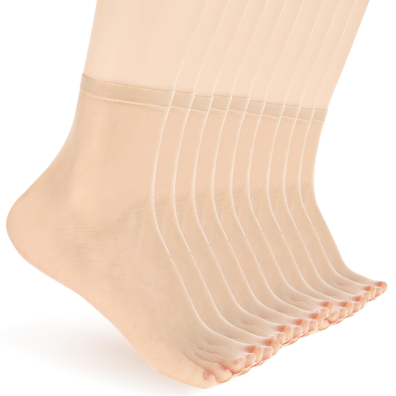DIVINA VITAE 10 Pairs Sheer Ankle Socks Ultra Thin Nylon Socks Elastic Short See Through Sock Women Silky Transparent Sock