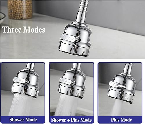 Miniatura 7 de Accesorio extensor de grifo rociador de grifo, accesorio de rociador de fregadero móvil para grifo, cabezal de grifo de cocina giratorio de 360,