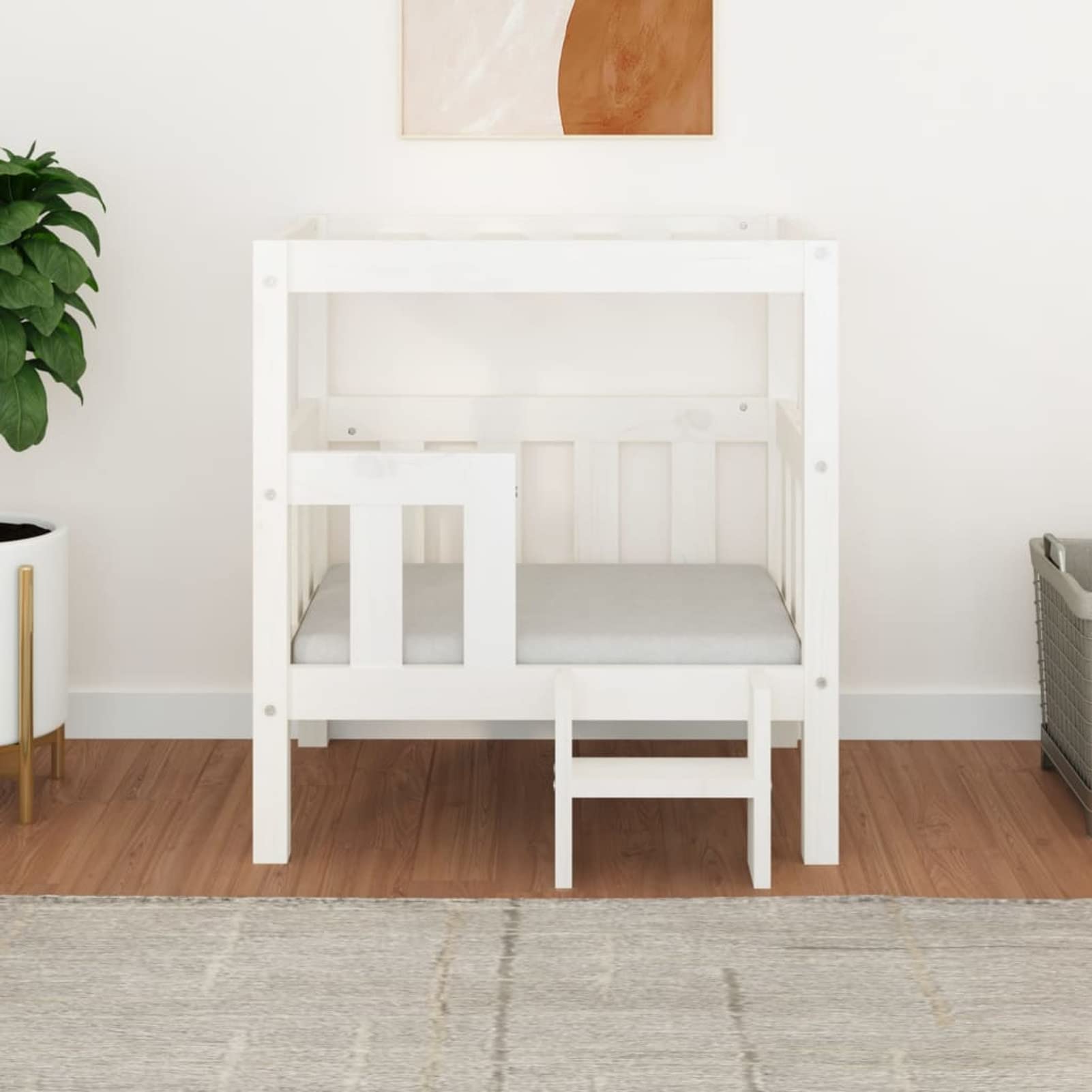 Lechnical Cuccia per Cani Bianco 65,5x43x70 cm in Legno Massello di Pino,Cuccia per Cani,Cuccia per Cani da Interno,Letto per Cani,Cuccia Letto