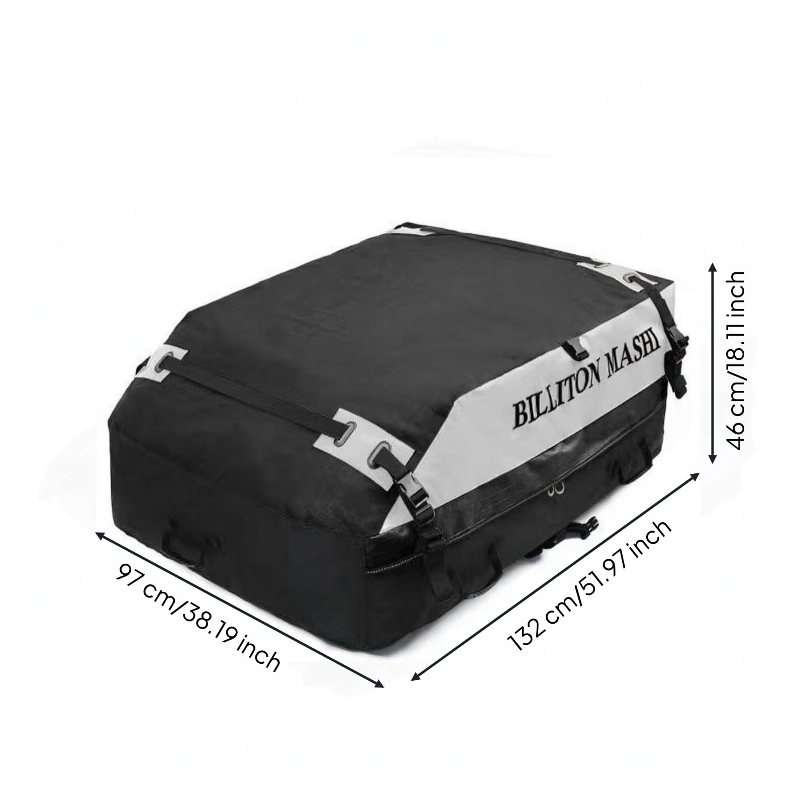 MERIGLARE Coffre de Toit Voiture Sac de Toit Bagage Toit Porte-Bagages Souple en PVC avec Accroches Multiples et Boucles de Sangle, Noir avec Accessoires Complets, 19 Mètres Cubes