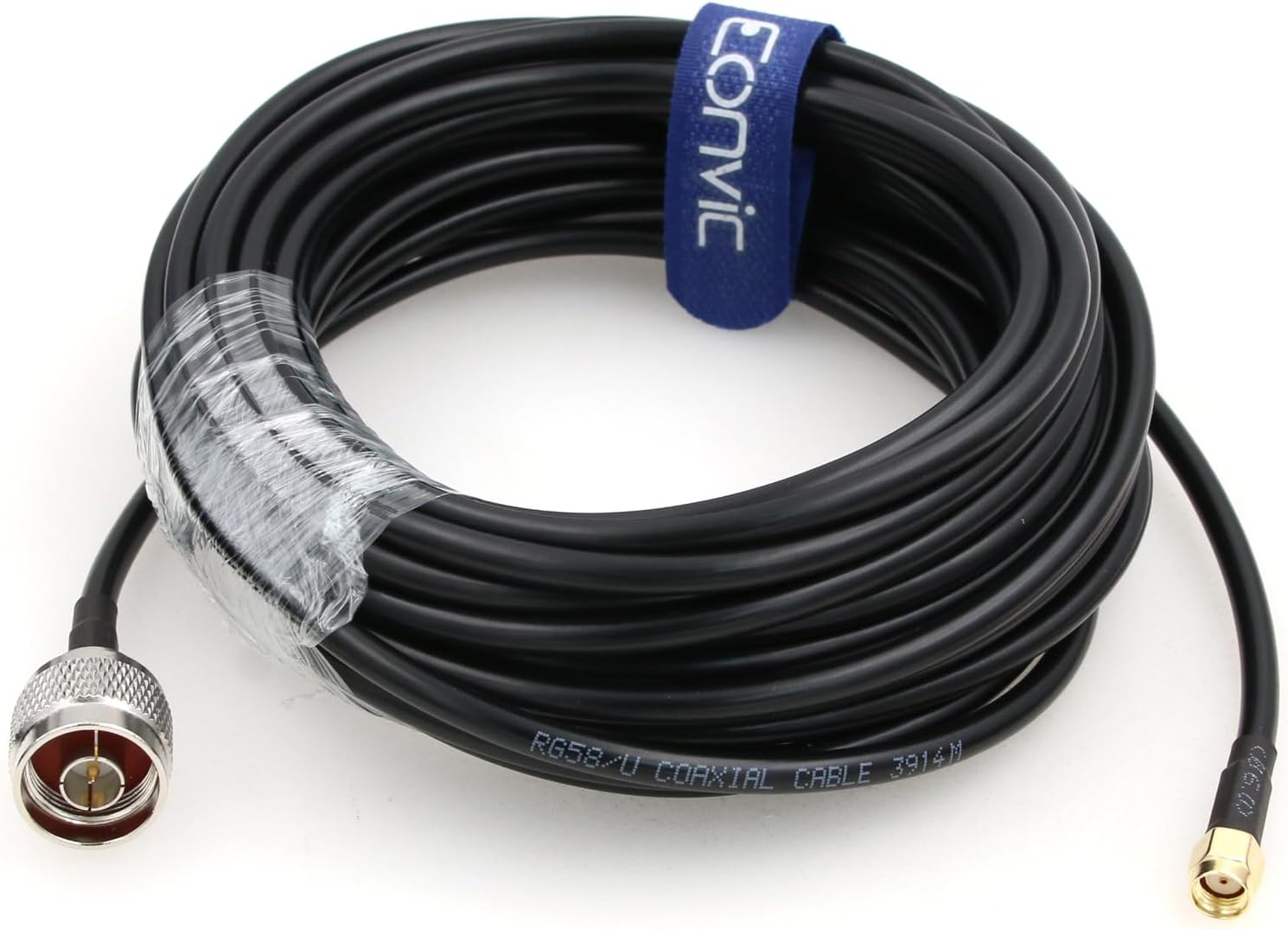 Eonvic RF Pigtail Cable RP-SMA Male with Female Pin to N Type Male Plug RG58 Low Loss Coax Cable for WiFi Antenna (32.8ft/10M)