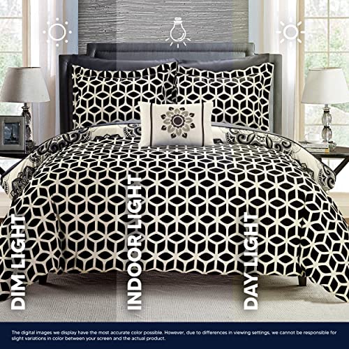 Chic Home Barcelona 8 Piece Reversible Comforter Set Super Soft Microfiber Large Printed Medallion Design With Geometric Patterned Backing Bed In A Bag With Sheet Set And Decorative Pillows Shams, Full/Queen Yellow #TOP6