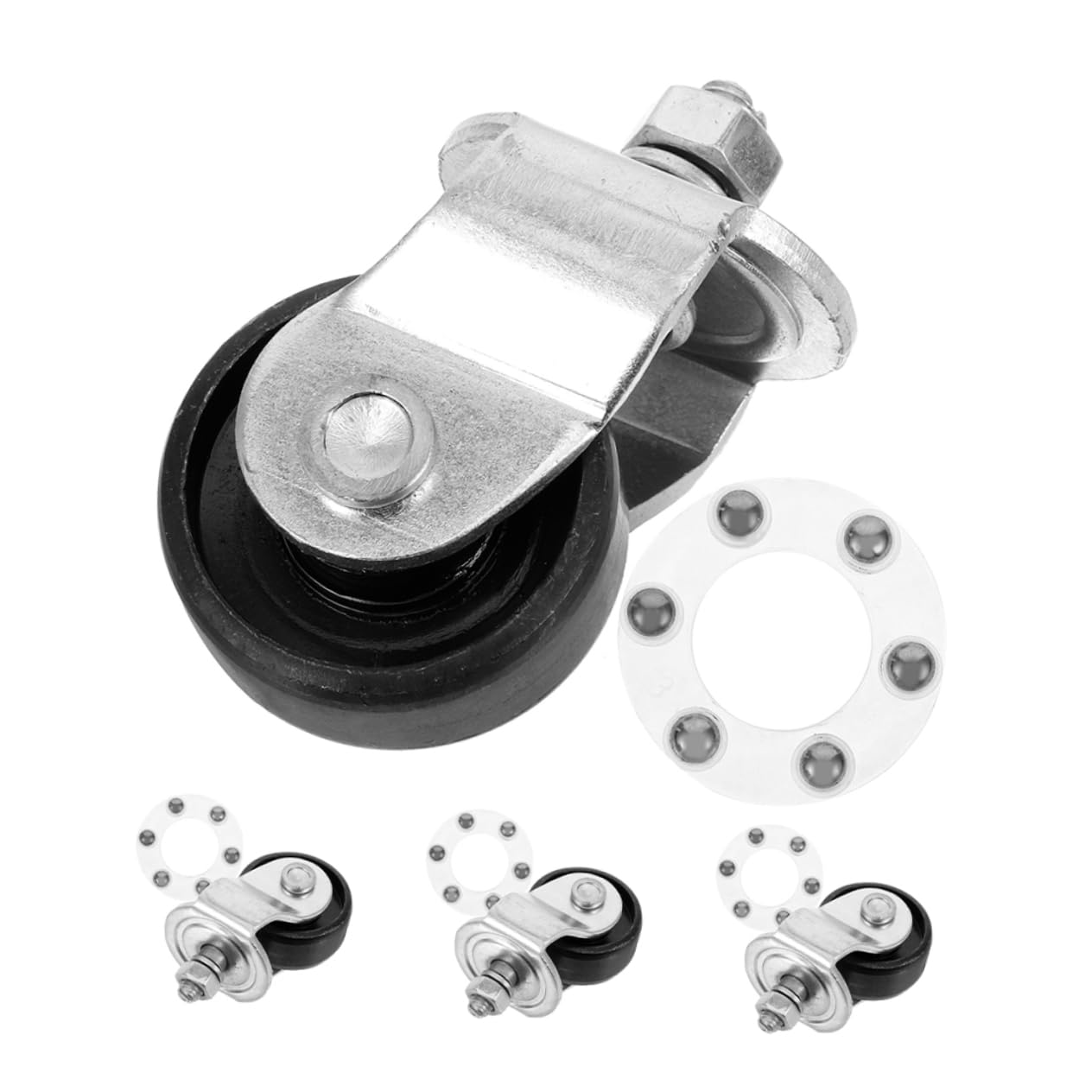 4 Stück Lenkrollen für Wagenheber aus Stahl, Silber, Robust