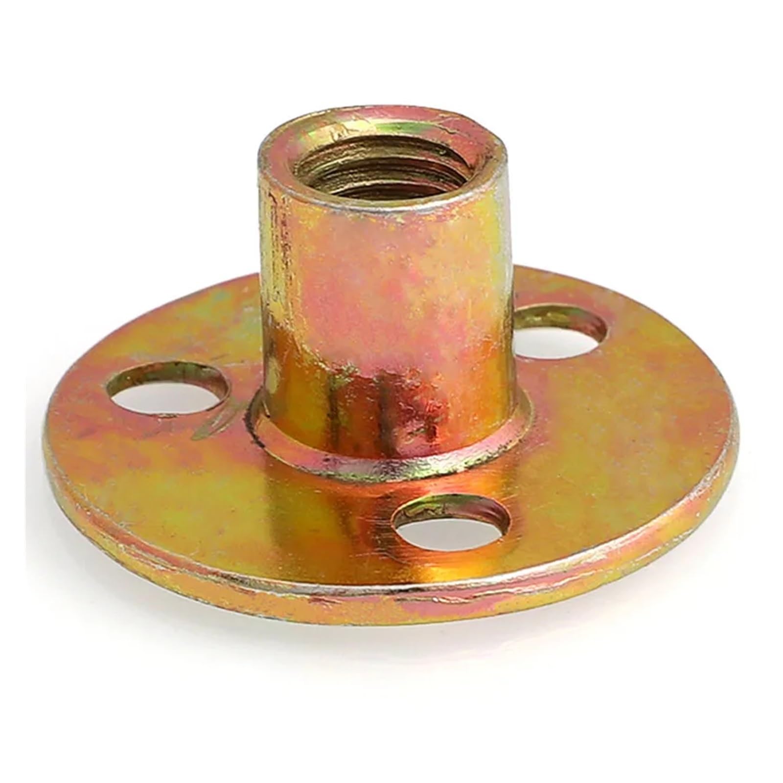 Farbige verzinkte Eisenplattenmutter Dreiloch-Sicherungsflanschmutter Runde T-Muttern mit flacher Basis T-Möbelmuttern Schraube M8 M10(M8(2pcs))