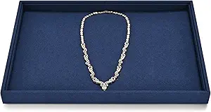 Microfiber Jewelry Tray Stackable Jewelry Drawer Organizer Trays Necklace Bracelet Holder for Necklace Bracelets Watches Perfume Organizer(Blue)