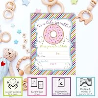Vista 3 de AmandaCreation - Invitaciones temáticas de donas para baby shower, 20 tarjetas de relleno de 5 x 7 pulgadas con veinte sobres blancos