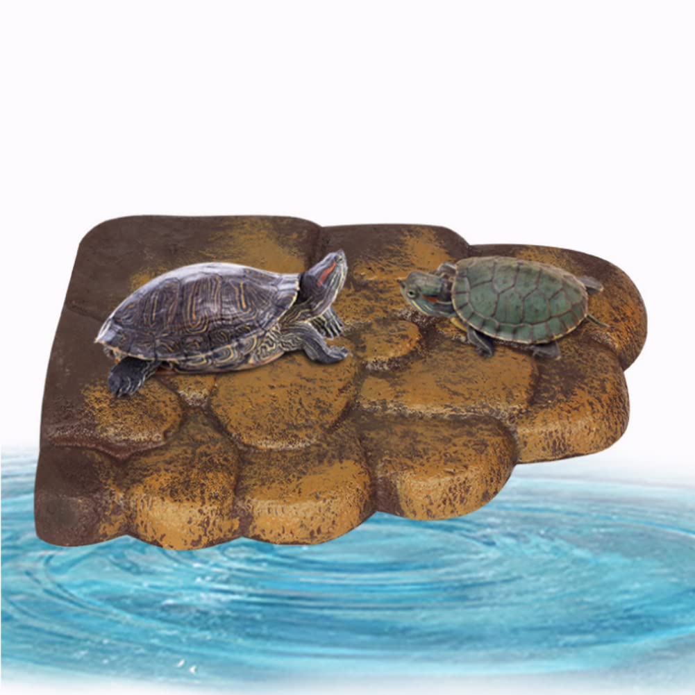 Turtle Island Floating Turtle Floating Island Turtle Dock Resin Simulation Habitat Rocks Turtle Unique floating island for Semi Aquatic Animals(NS-79)
