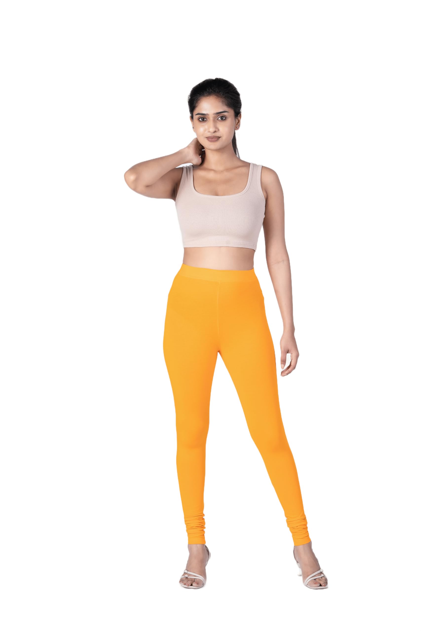 Slimflow Golden Yellow Churidar Leggings | Super Combed Cotton Stretch Fabric | Traditional Ethnic Wear for Women-image-19