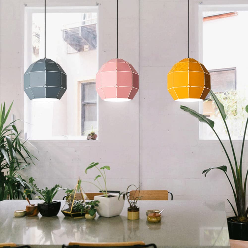 Polygonaron Color Lights Boe Glow Kutek żelazny żyrandole Kreatywne przemysłowe wyposażenie oświetleniowe E27 Regulowana lampa zawiesinowa do życia hotel kuchenny din/żółty