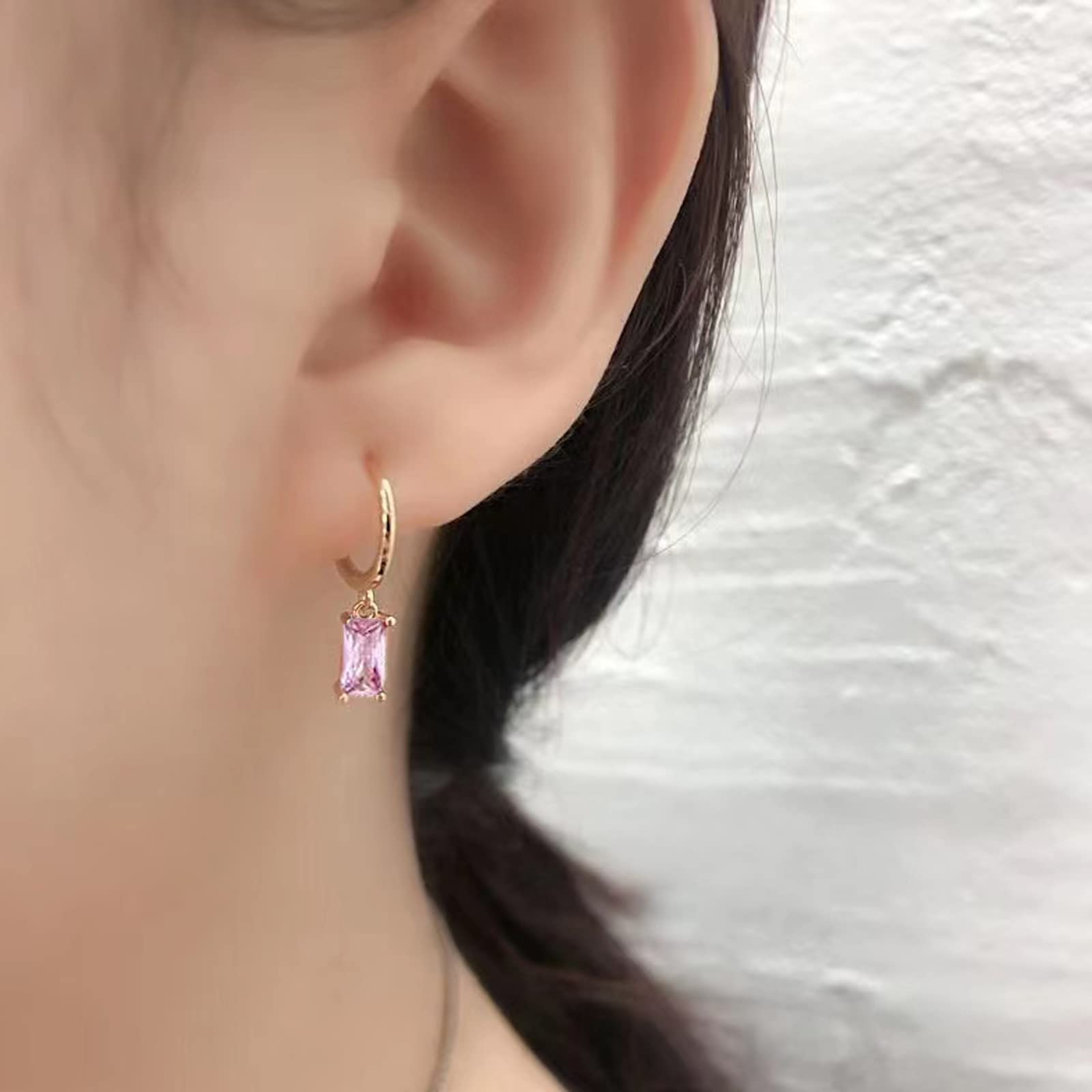 Orecchini A Cerchio Con Orecchini Pendenti, Orecchini Donna Lunghi Donna Oro 14K Orecchini Donna Oro Bambina e Uomo 2Pz