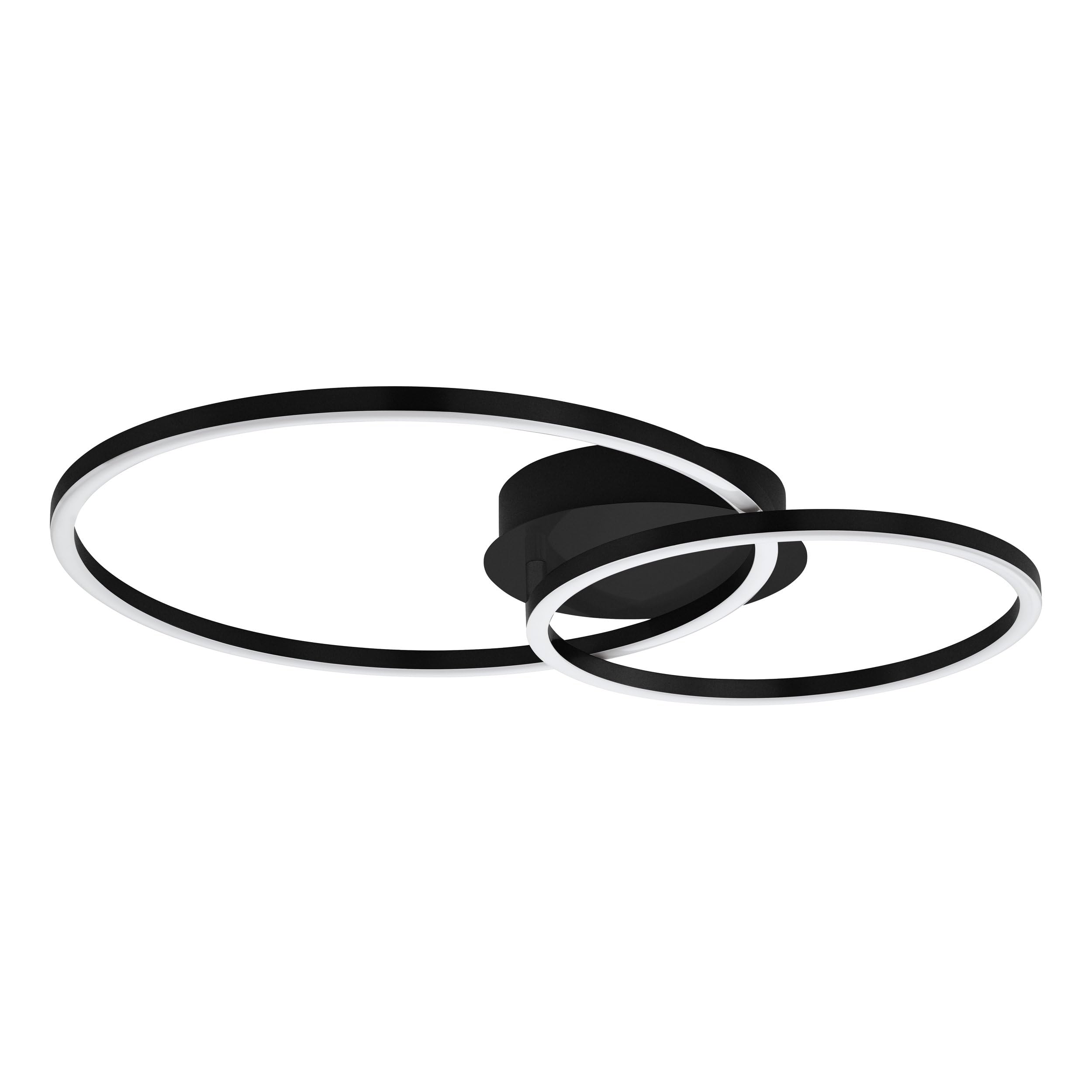 EGLO Smart Home LED Deckenlampe Mottafollone, ZigBee | App und Sprachsteuerung Alexa, Lichtfarbe einstellbar (warmweiß-kaltweiß), Deckenleuchte in Schwarz, 41,5 x 29 cm