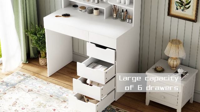 Amazon.com: Diwnnue Vanity Desk for Bedroom, White, Medium