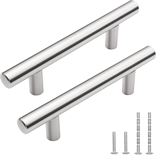 Paquete de 5 tiradores de gabinete de 5 pulgadas de acero inoxidable de níquel cepillado para cajones de gabinete, centro de agujeros de 3 pulgadas,