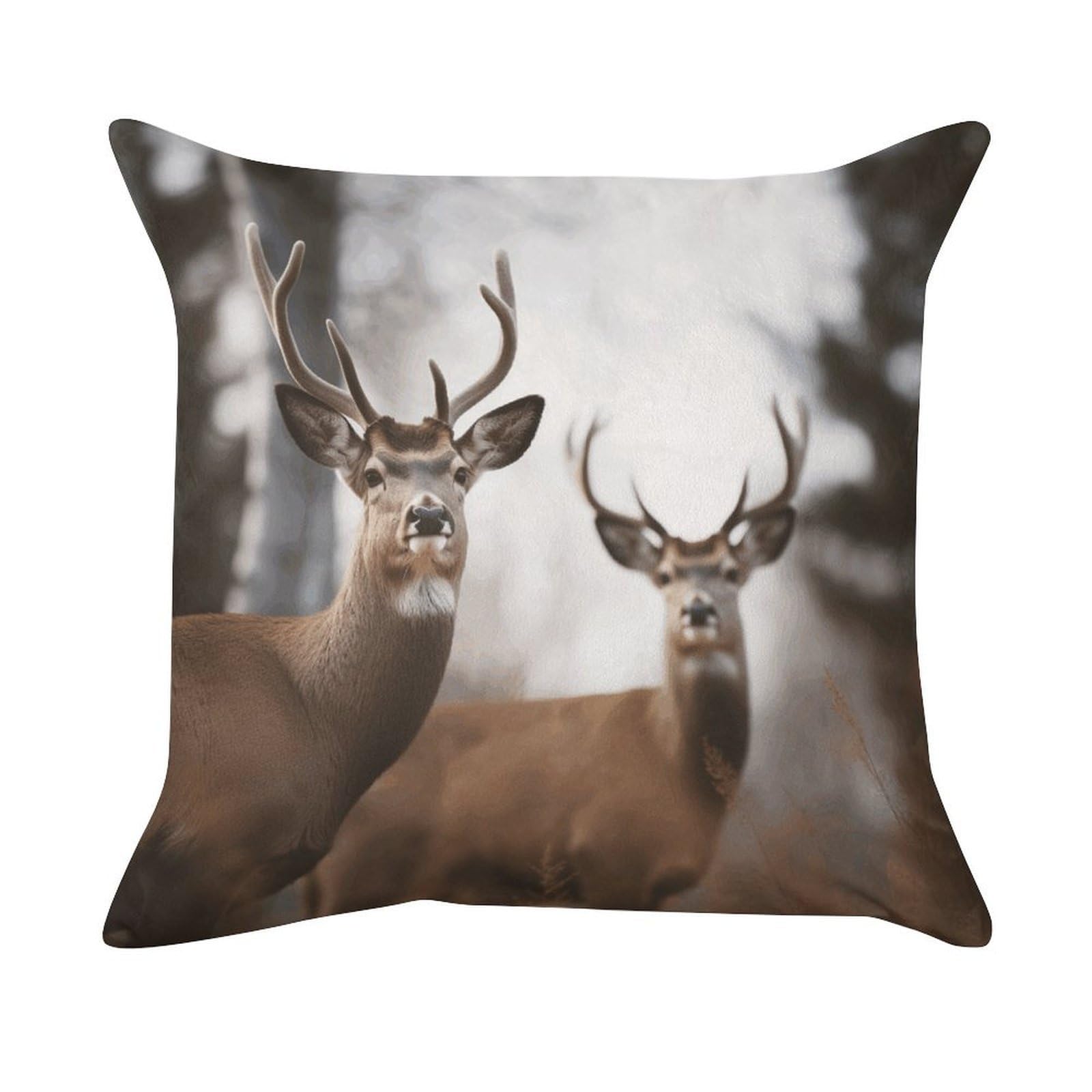 FekiLoot Deer Pillowcase Velvet Throw Pillow Cover Ultra Soft Lumbar Pillow Shells Square Cushion Cases with Zipper Luxury Cozy Pillows Shams for All Seasons