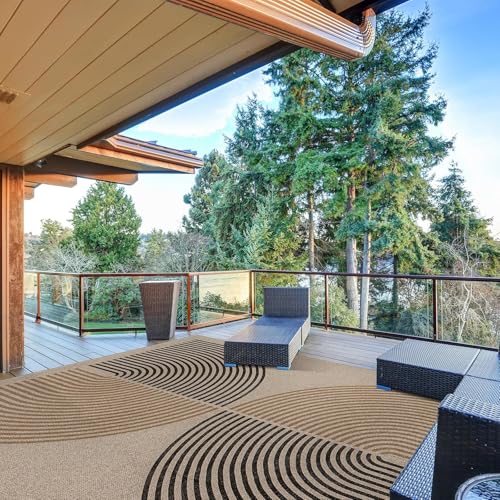 JaeMoose Outdoor & Indoor moderner, einfacher Teppich, Terrassenteppich, waschbarer für den Eingangsbereich, Bauernhaus, rutschfeste Fußmatte für den Innenbereich (Natur, 160 x 230 cm)