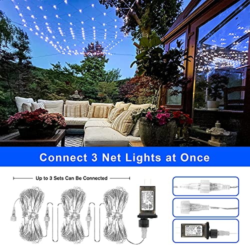 Image of LED Net Mesh String Lights, 9.8Ft X 6.6Ft, 192 LEDs, 8 Modes Diwali Decor with Diwali Lights for Home Decoration! LED Diwali Light, LED Lights for Home Decoration (3x2 Net White)