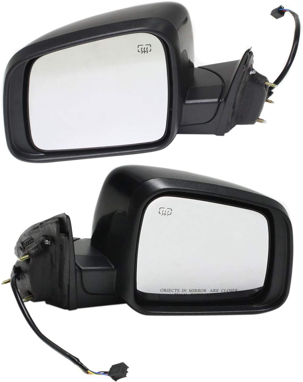 Kool Vue Driver & Passenger Side Power Heated Mirrors for Jeep Grand Cherokee 2011-2021 Manual Fold Without Signal Light, Blind Spot Monitor, Memory & Auto-Dimming Paintable