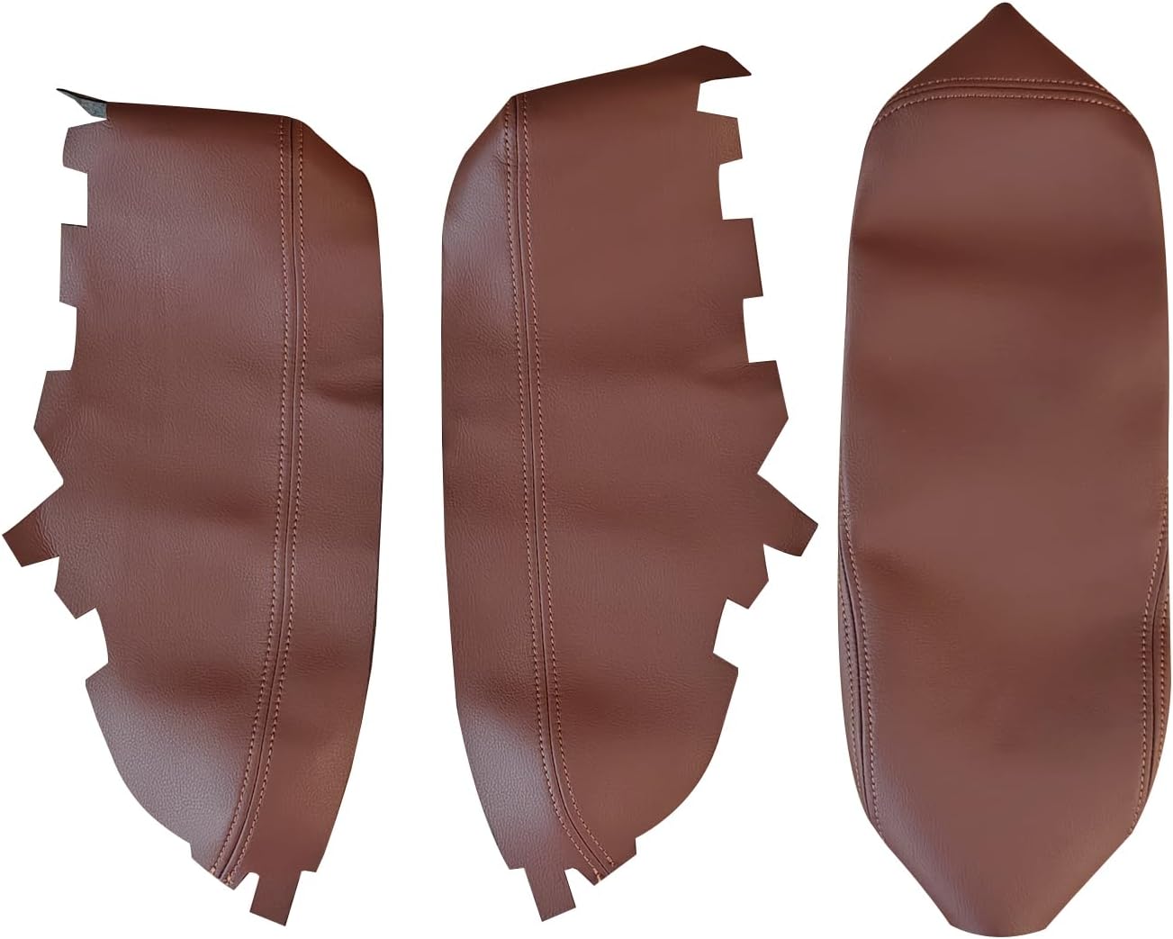 Center Console Lid Armrest Cover Skin + Front Door Panel Armrest Leather Cover Skin Brown Compatible with Toyota Avalon 2013-2018
