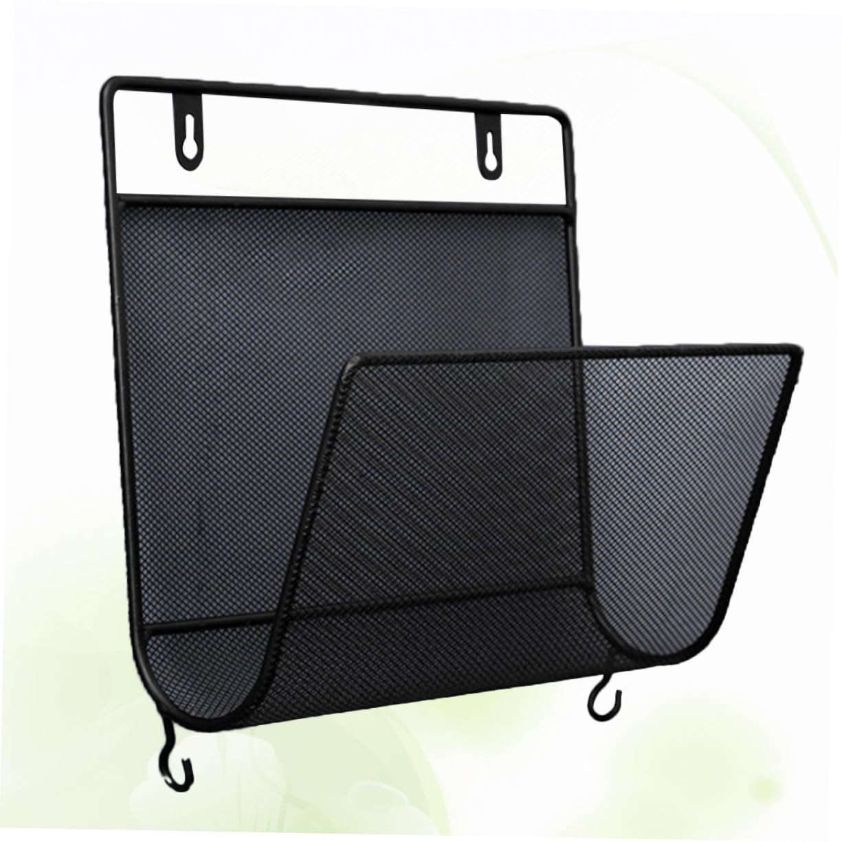 Cabilock Modern Creative Wall-mounted Rack Iron Mesh Magazine Carrier Shelf with Small Hooks for Home