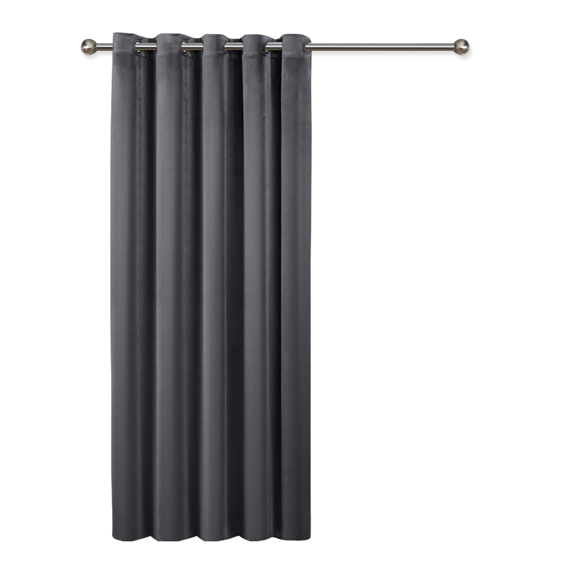 Imperial Rooms Crushed Velvet Curtains for Bedroom 66x84 Inch Charcoal Eyelet Blackout Curtains Privacy Protection Ring Top Thermal Insulated Curtain 1 Panel with Matching Tieback