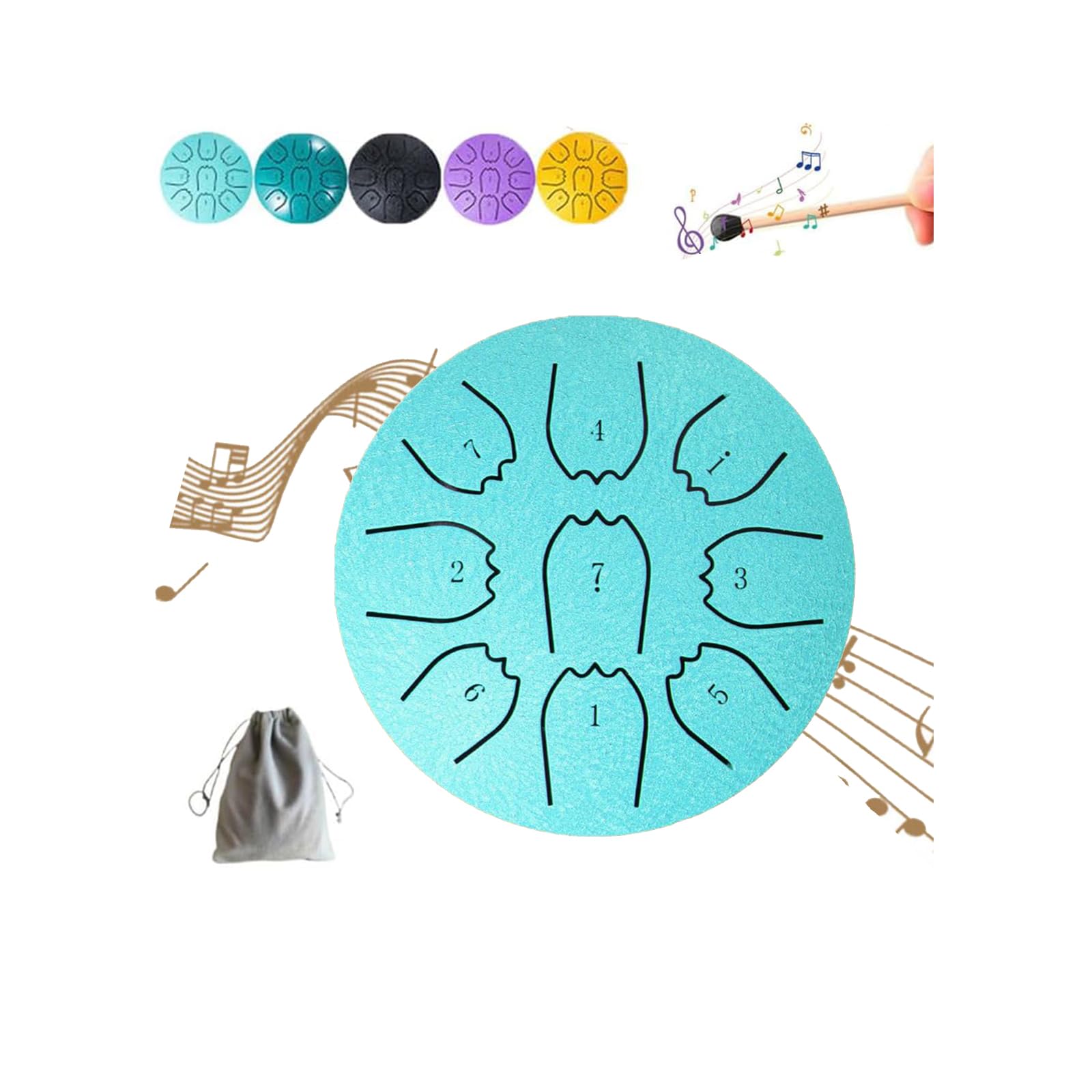 Rain Drum for Outside Garden 4In 9 Notes Steel Tongue Drum Meditation Rain Chime Rain Chime Waterproof Musical