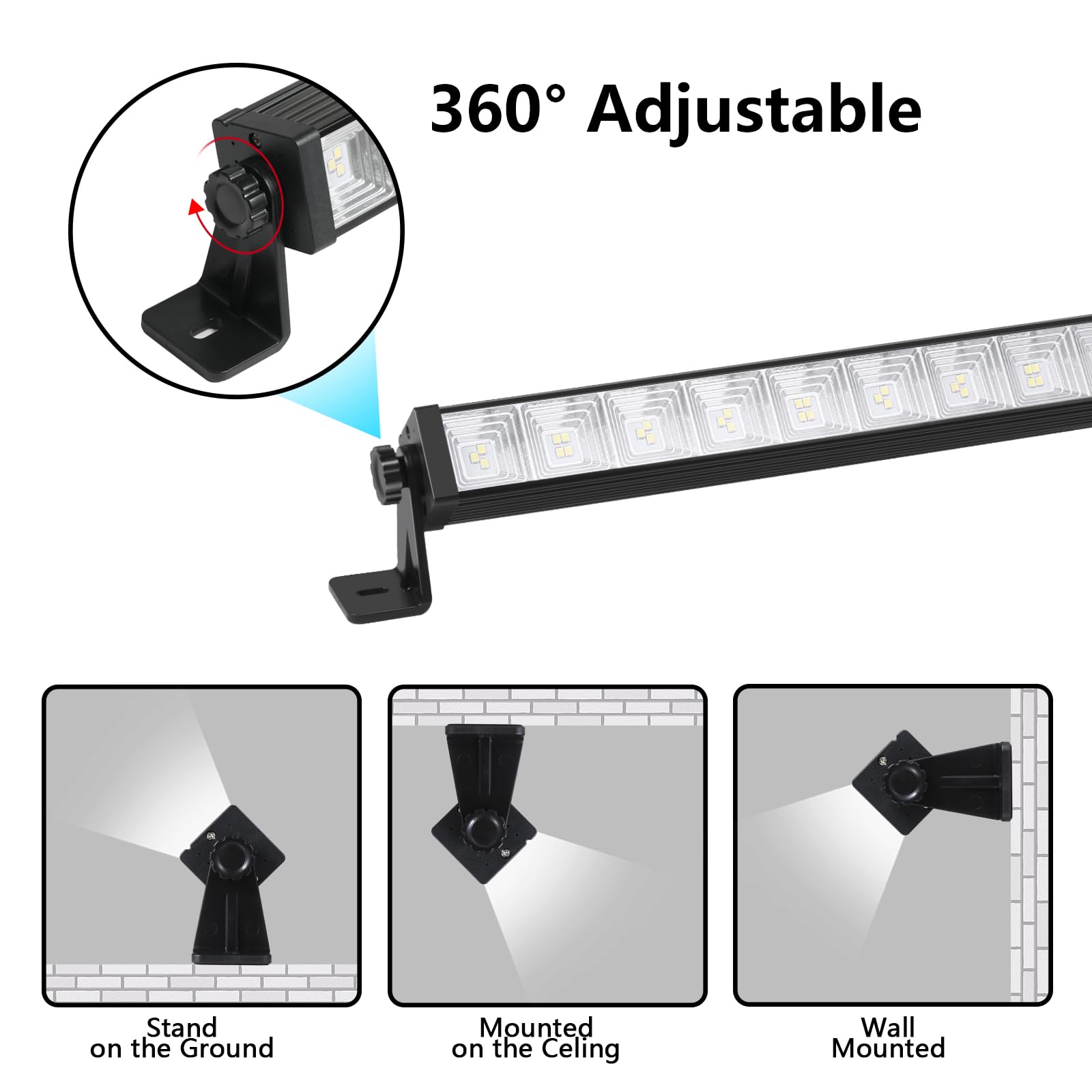 2 Pack 24W LED Shop Light Plug in Garage Light with 6 5FT Cord and On Off Switch — view 6