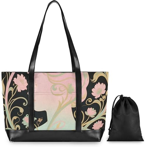 Miniatura 2 de KLL Beauty Woman Silhouette Flower Pink simple laptop bag 14 con cremallera bolsas de trabajo para mujeres para mujeres trabajo con tablet maletin