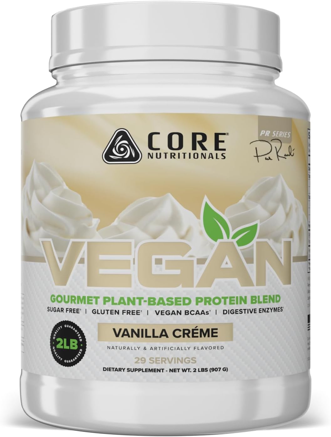 Core Nutritionals Vegan Gourmet Plant Based Protein Blend | with Vegan BCAAs | Lactose, Soy, Sugar, & Gluten Free | 21g Pea Protein | 2 Pound (Vanilla Cream)