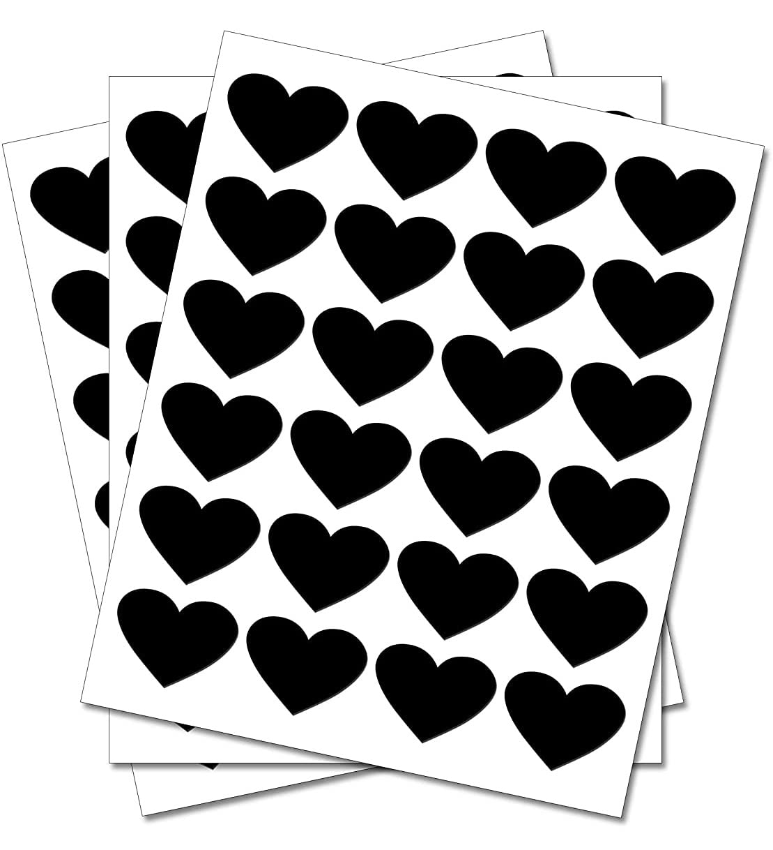 Party Decor Black 100 Hearts - Removable Self Adhesive Waterproof Durable Vinyl Stickers - Digitally Cut To The Sticker Shape - Size 20Mm