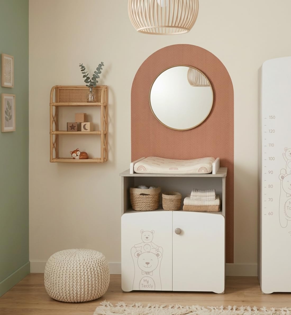 BabyPrice Commode à Langer 2 Portes 97x76x66cm en Bois Blanc