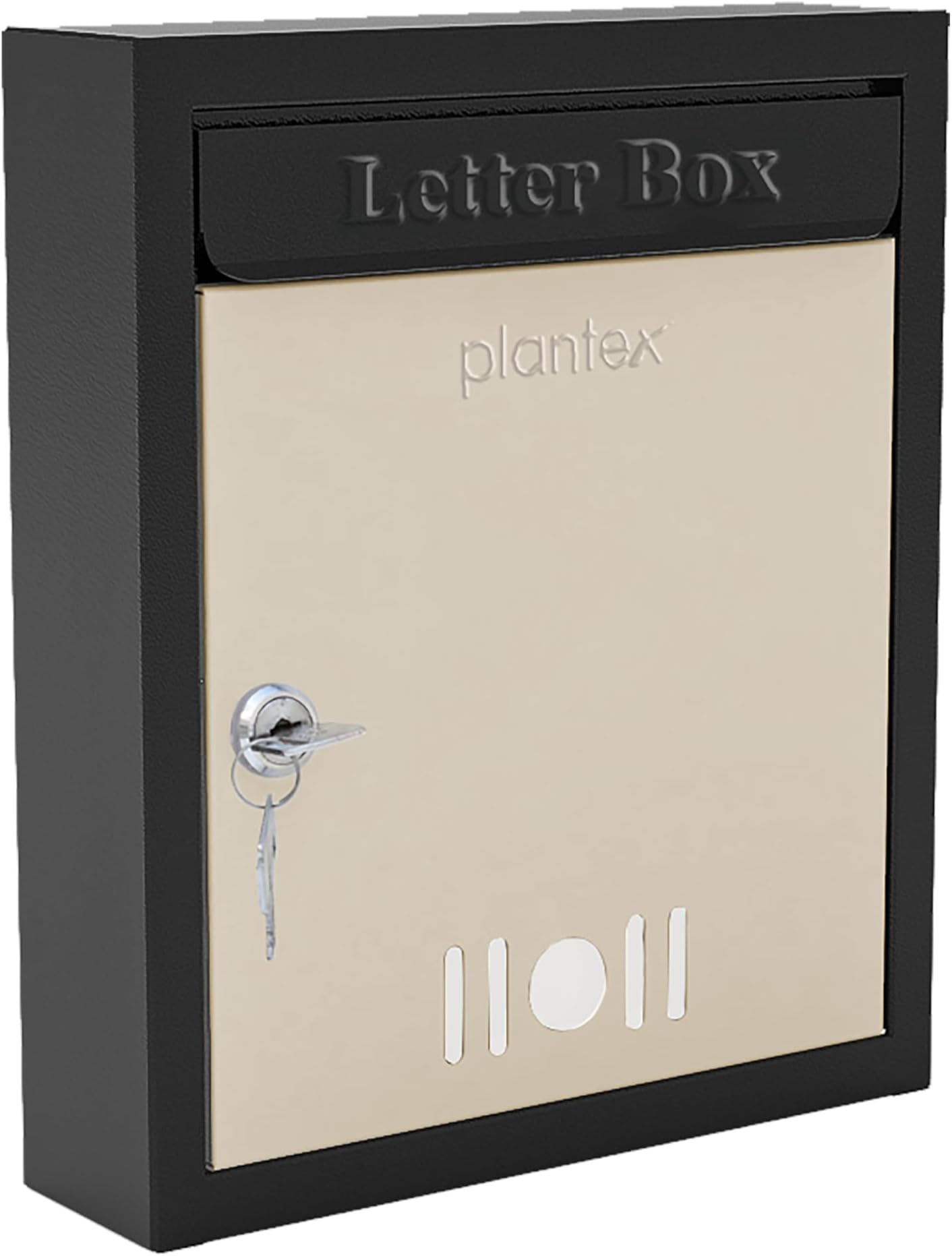 Plantex Letter Box/GI Steel Post Box/Suggestion Box/Donation Box with Key Lock/Letter Box for Home/Office/Hotel Gate/Complaint Box (Black & Ivory) - Wall Mount A4 Size