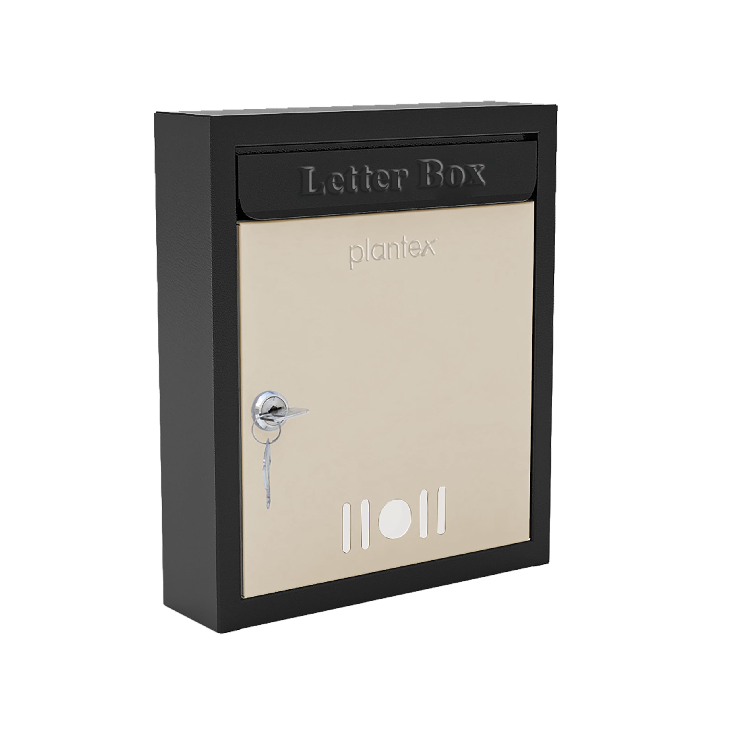Plantex Letter Box/GI Steel Post Box/Suggestion Box/Donation Box with Key Lock/Letter Box for Home/Office/Hotel Gate/Complaint Box (Black & Ivory) - Wall Mount A4 Size