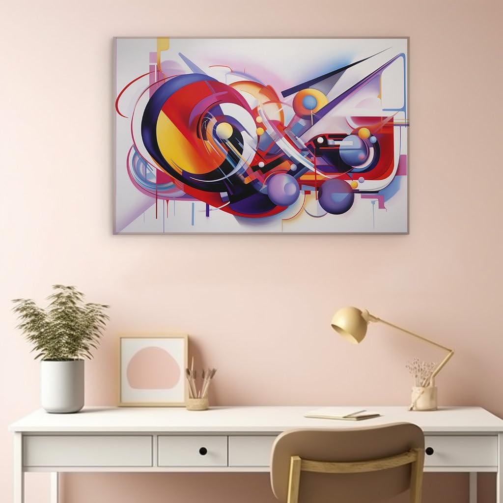 Canvas for Living Room. Spheres of Spectra � Unleashing Vibrancy in Abstract Art, 27 x 18 inch Canvas Wall Art - Contemporary Masterpieces - Modern Home Decor
