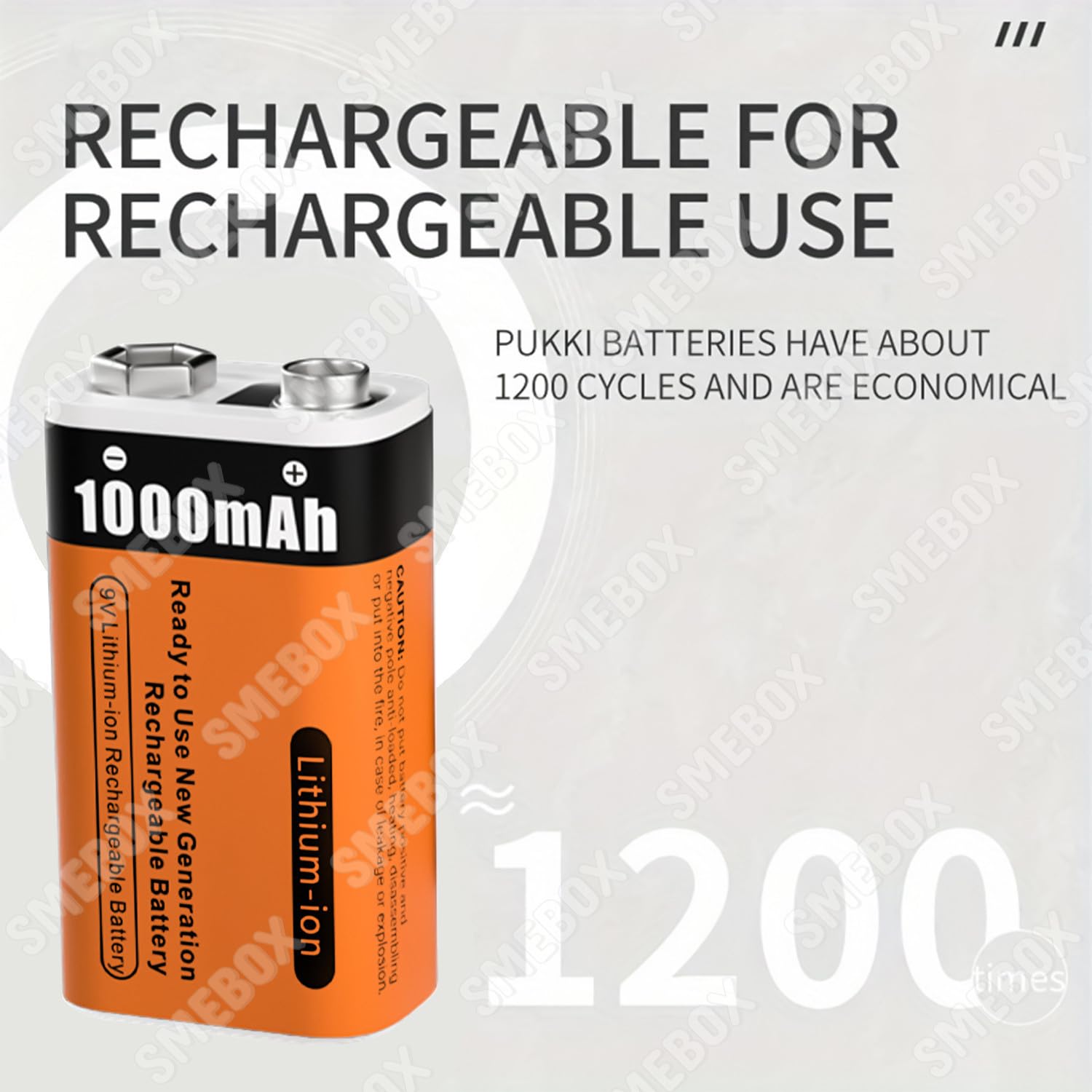 Pilas Litio Recargables de 9V 1000mAh (9000mWh) Batería Recargable PP3 con Cargador y Cable USB para Detector Humo, Multímetro, Control Remoto, Guitarra Eléctrica (8 Pcs)