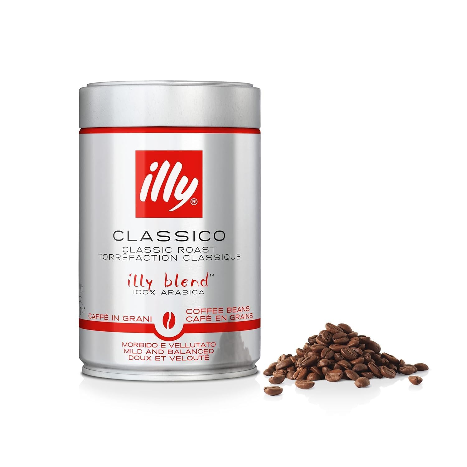 illy, CLASSICO Kaffeebohnen zum Mahlen, 100% Arabica mit Noten von Orangenblüte und Jasmin, mildem Geschmack und süßem Nachgeschmack, 6 Packungen (6 x 250 g)