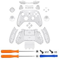 Vista 3 de eXtremeRate Full Set Shell Buttons for Xbox Series X & S Controller, Clear Replacement Accessories Side Rails Grips Front Back Plate Cover for Xbox