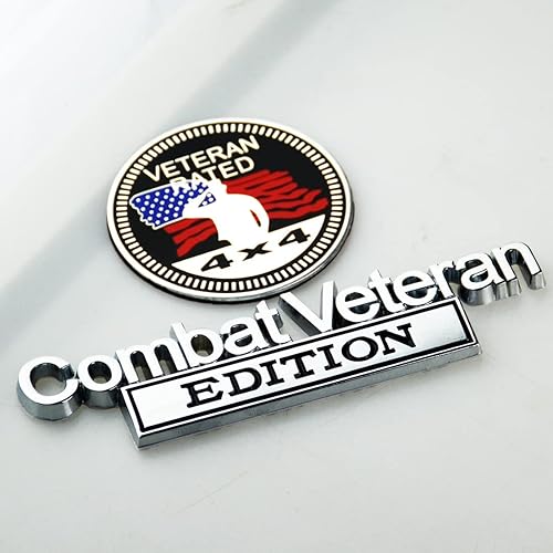 Miniatura 3 de Juego de emblema automotriz de metal con clasificación de 4 x 4 pulgadas de edición de combate, placa de identificación 3D para universal (negro