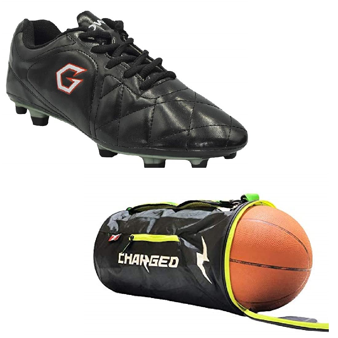 Charged Sports Bag Bueno Black Lime With Gowin Football Shoe Mercury Black Size-2
