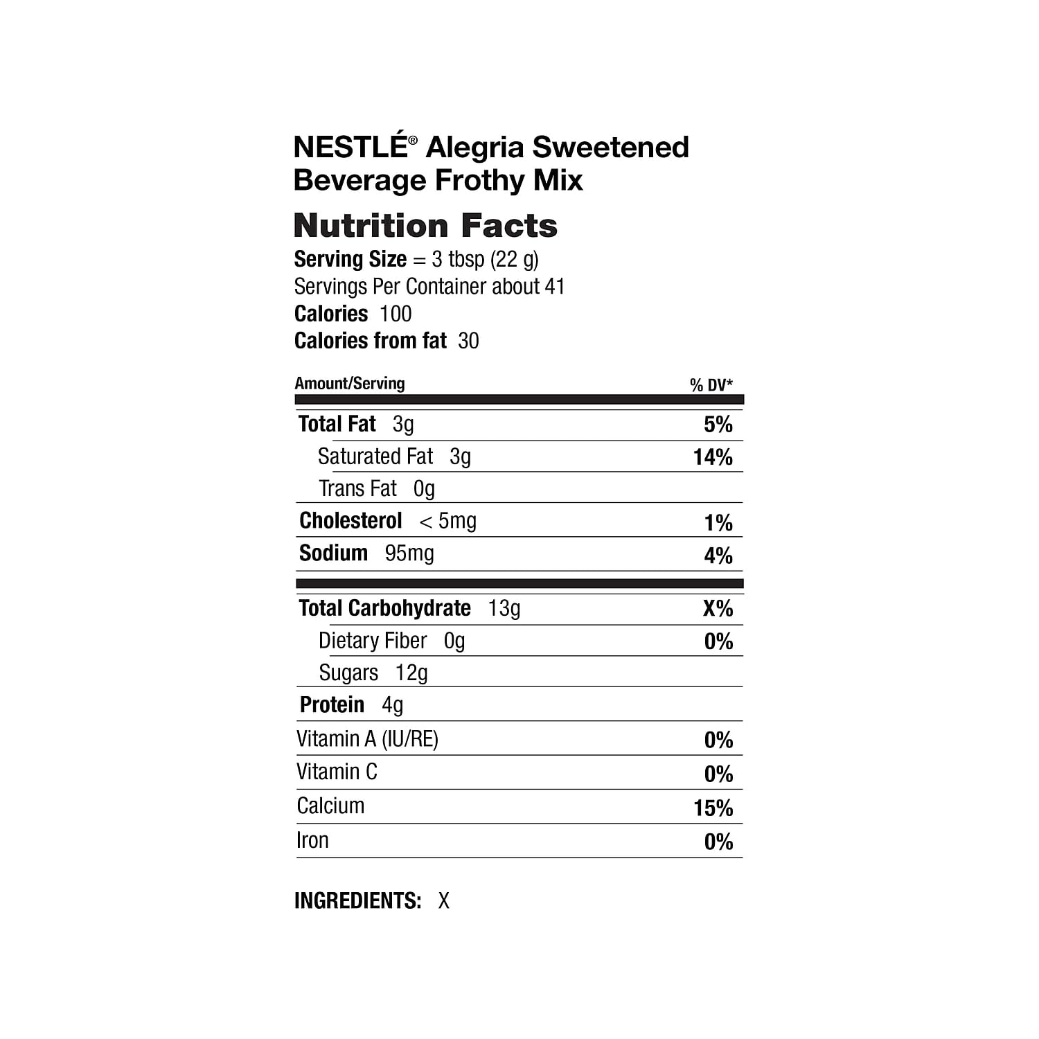 Nescafe Alegria Sweetened Beverage Frothy Mix, 32 oz., 8/Carton (11000339)