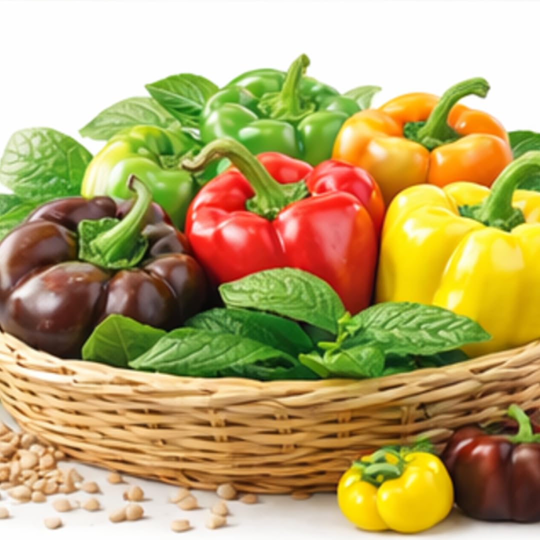 Saphirre Seeds Capsicum Seeds Combo Pack | 5 Varieties | 140+ Seeds | Red, Yellow, Green, Orange & Chocolate Capsicum | High Germination | Easy to Grow for Home Gardening 4