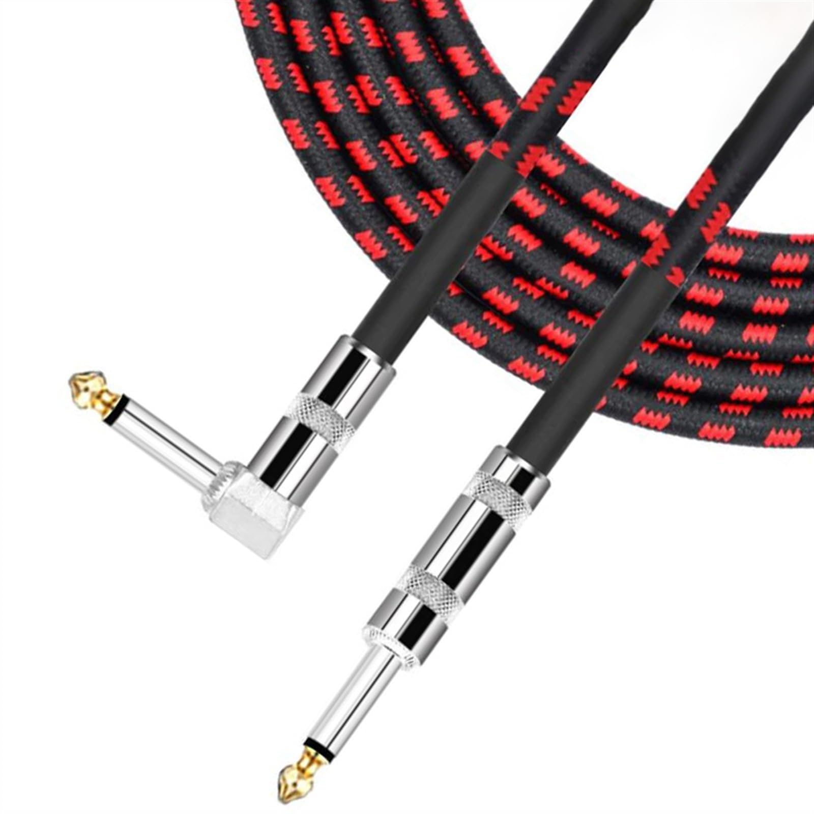 Kabel Audio 3 M Pleciony Kabel Gitarowy 6,35 Mm Ekranowany Kabel Audio Z Redukcją Szumów Akcesoria Do Przewodów Pedałowych Kabel do Instrumentów Gitarowych